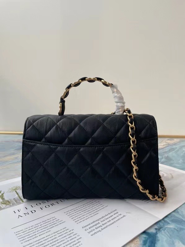 Chanel mini flap bag with top handle AS2478 Black