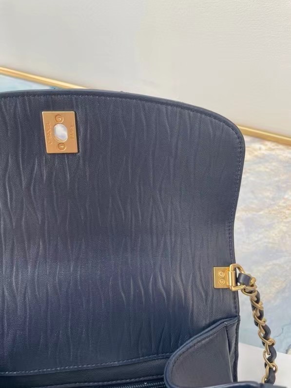 Chanel mini flap bag with top handle AS2478 Royal Blue
