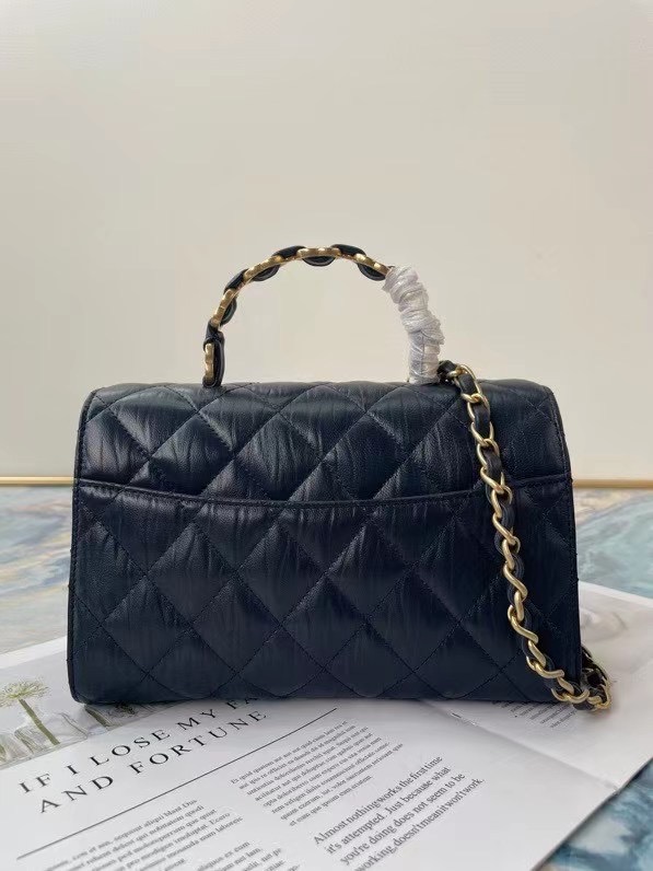 Chanel mini flap bag with top handle AS2478 black