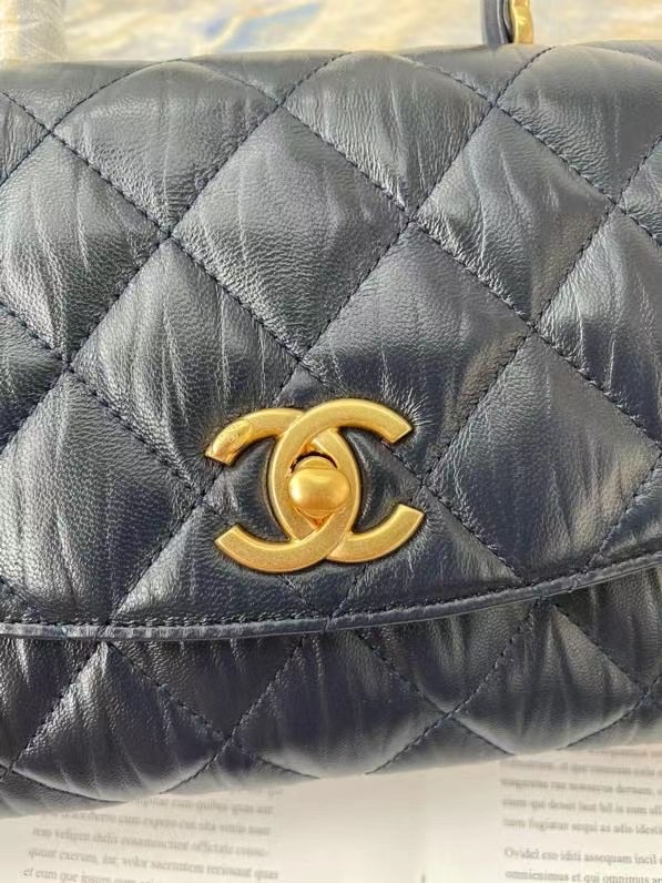 Chanel mini flap bag with top handle AS2478 Royal Blue