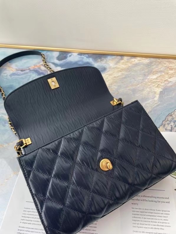 Chanel mini flap bag with top handle AS2478 Royal Blue
