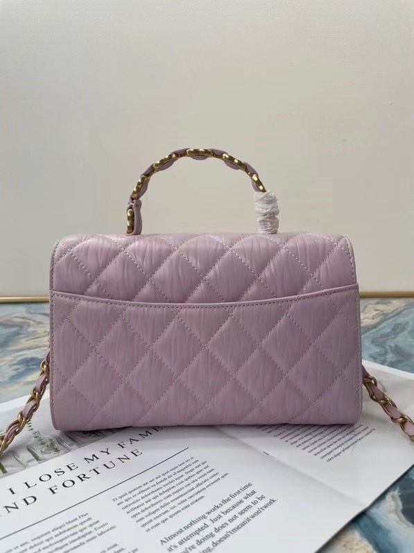 Chanel mini flap bag with top handle AS2478 purple