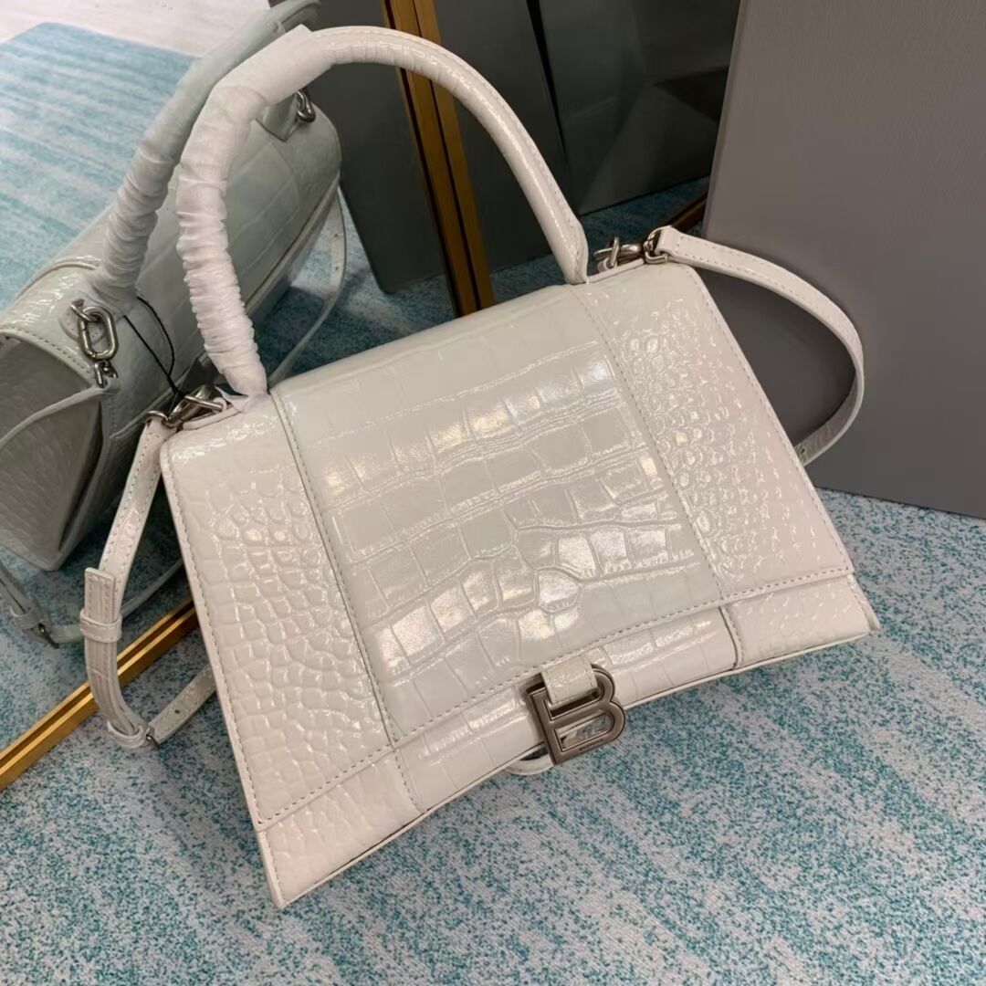 Balenciaga HOURGLASS MEDIUM TOP HANDLE BAG B108892E white