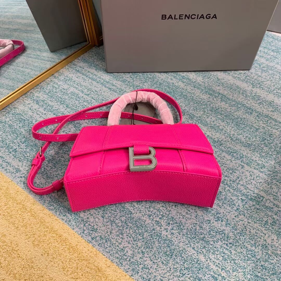 Balenciaga HOURGLASS XS TOP HANDLE BAG Grained calsfkin B108896  neon pink