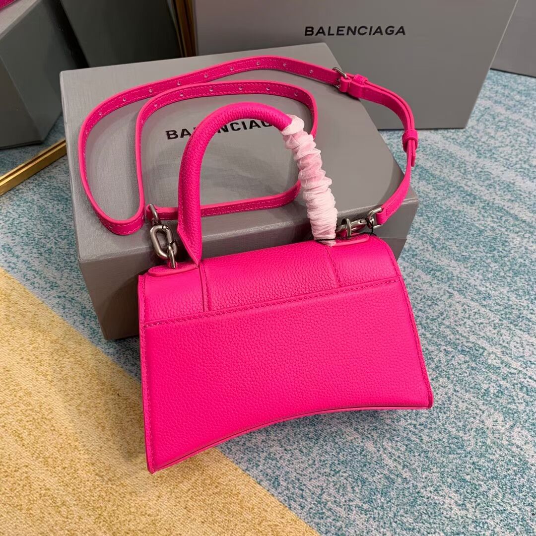 Balenciaga HOURGLASS XS TOP HANDLE BAG Grained calsfkin B108896  neon pink