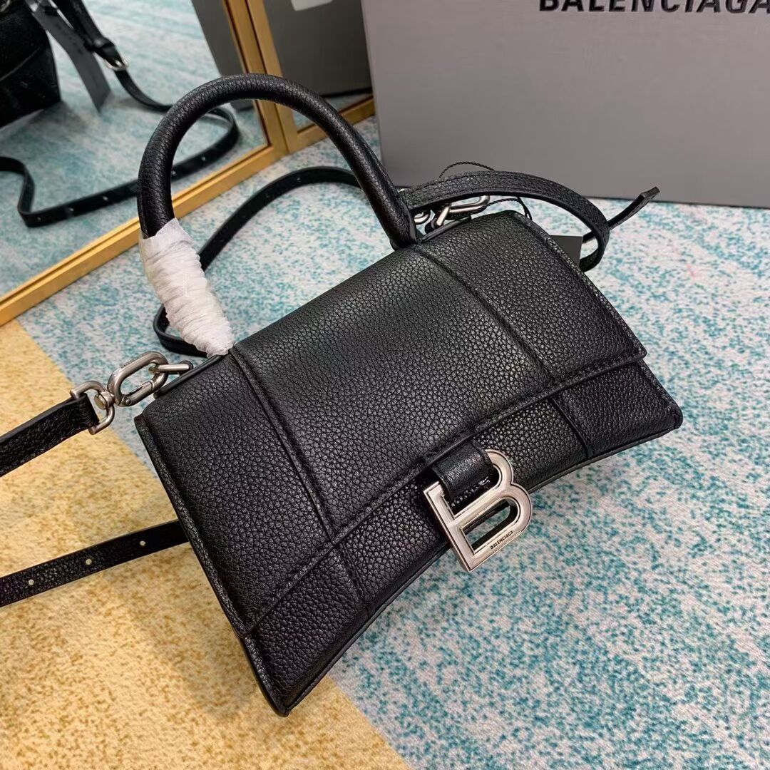 Balenciaga HOURGLASS XS TOP HANDLE BAG Grained calsfkin B108896 black