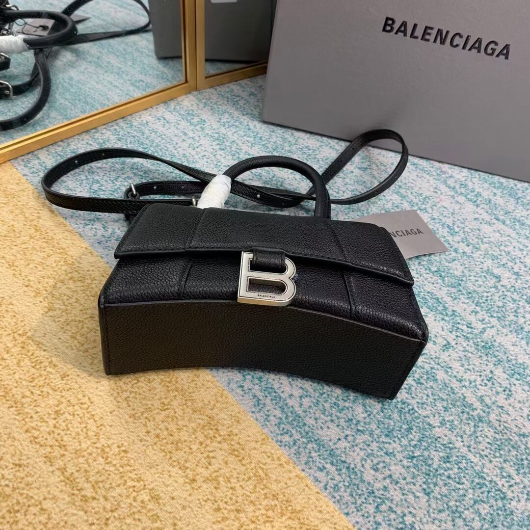Balenciaga HOURGLASS XS TOP HANDLE BAG Grained calsfkin B108896 black