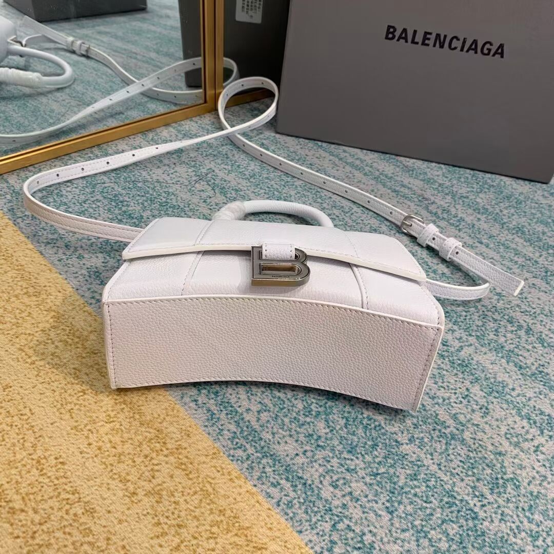 Balenciaga HOURGLASS XS TOP HANDLE BAG Grained calsfkin B108896 white