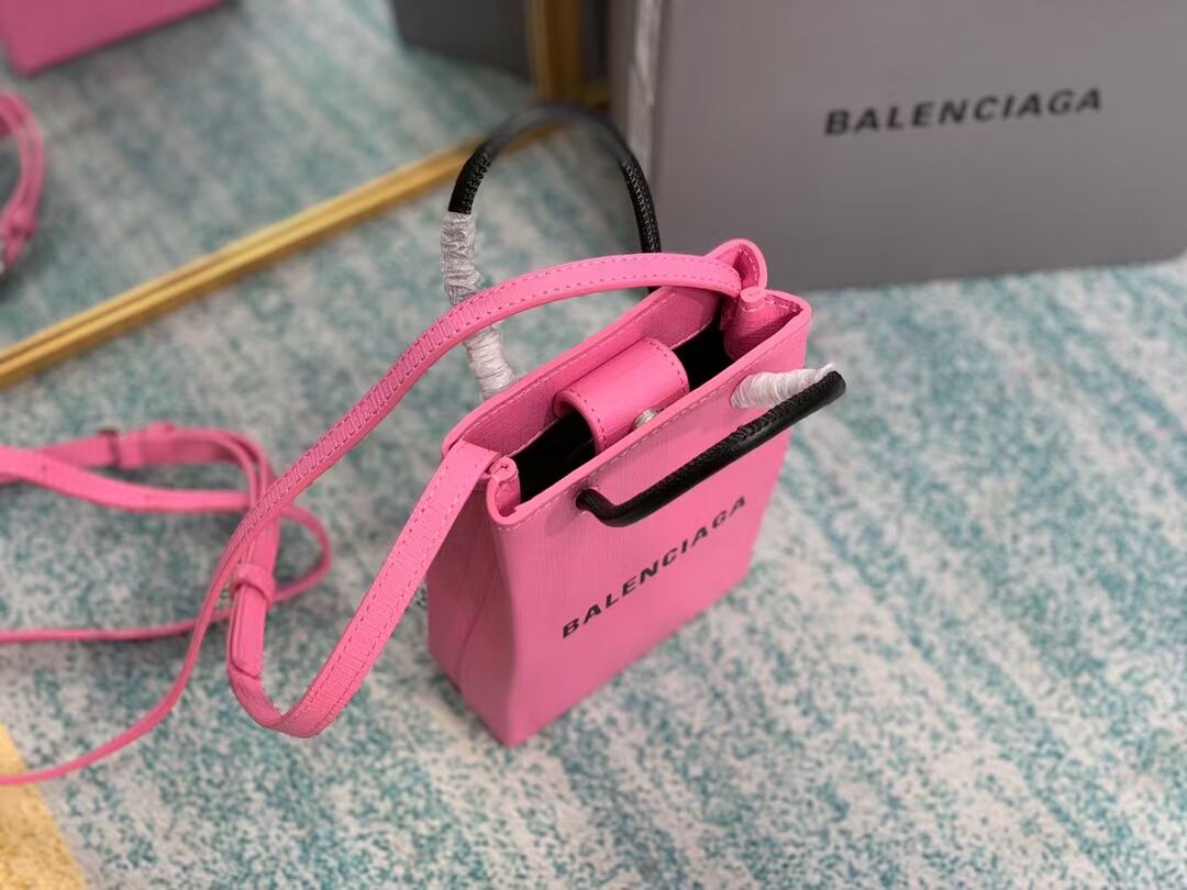 Balenciaga Original Leather Mini Shopper Bag B152865 pink&black
