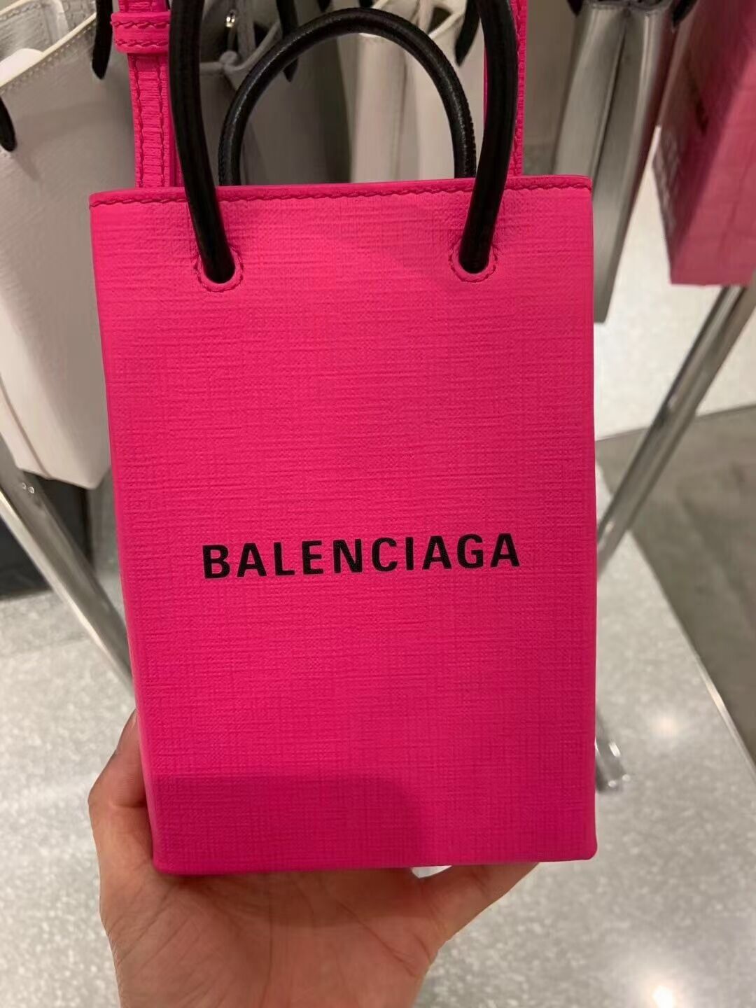 Balenciaga Original Leather Mini Shopper Bag B152865 pink&black