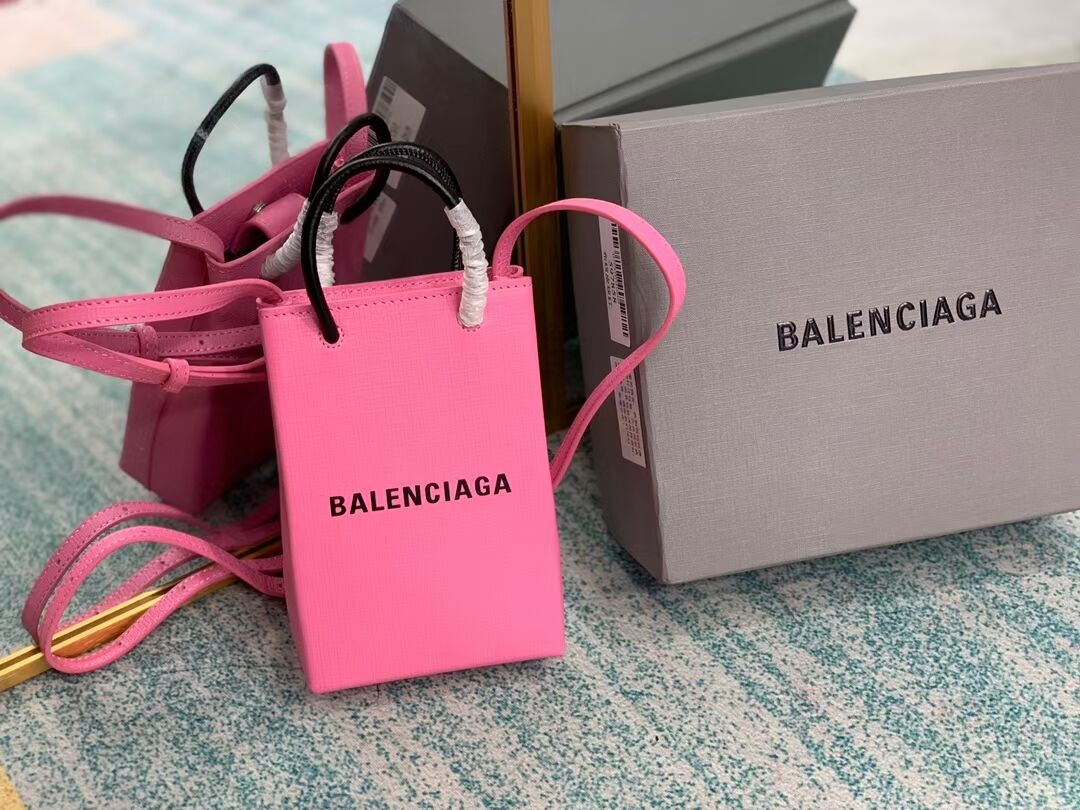 Balenciaga Original Leather Mini Shopper Bag B152865 pink&black