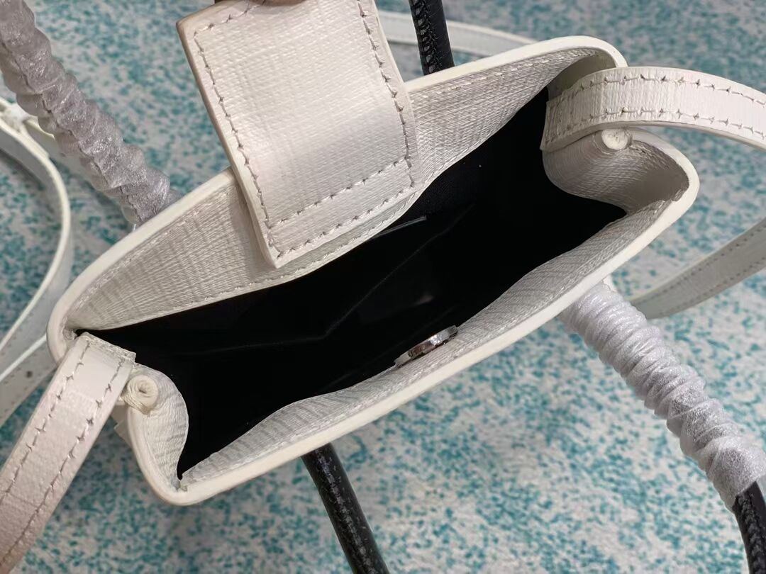 Balenciaga Original Leather Mini Shopper Bag B152865 white&black