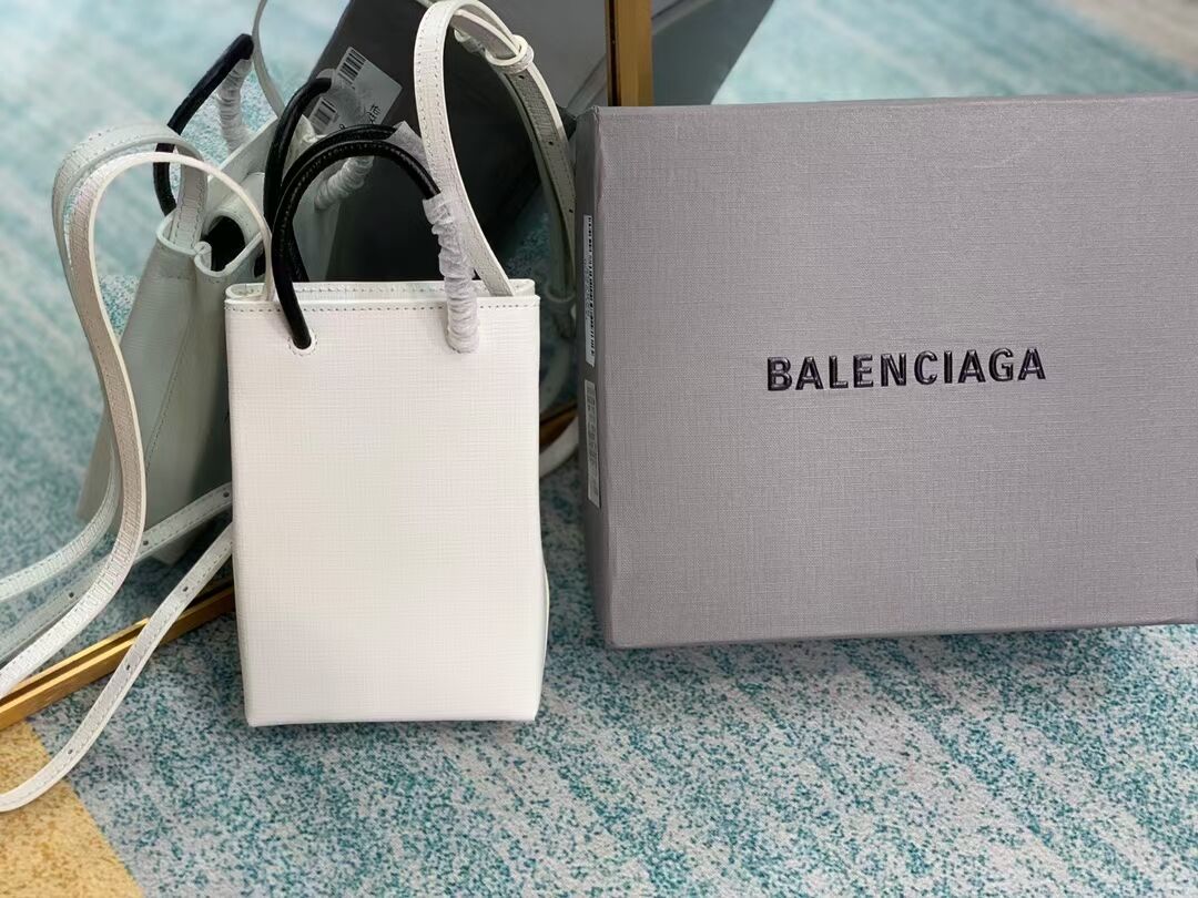 Balenciaga Original Leather Mini Shopper Bag B152865 white&green