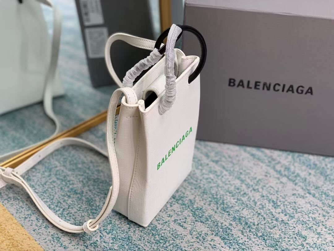 Balenciaga Original Leather Mini Shopper Bag B152865 white&green