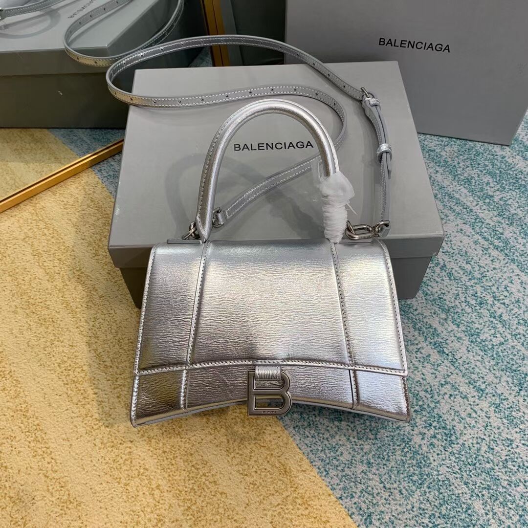 Balenciaga HOURGLASS SMALL TOP HANDLE BAG B108895-1 Silver