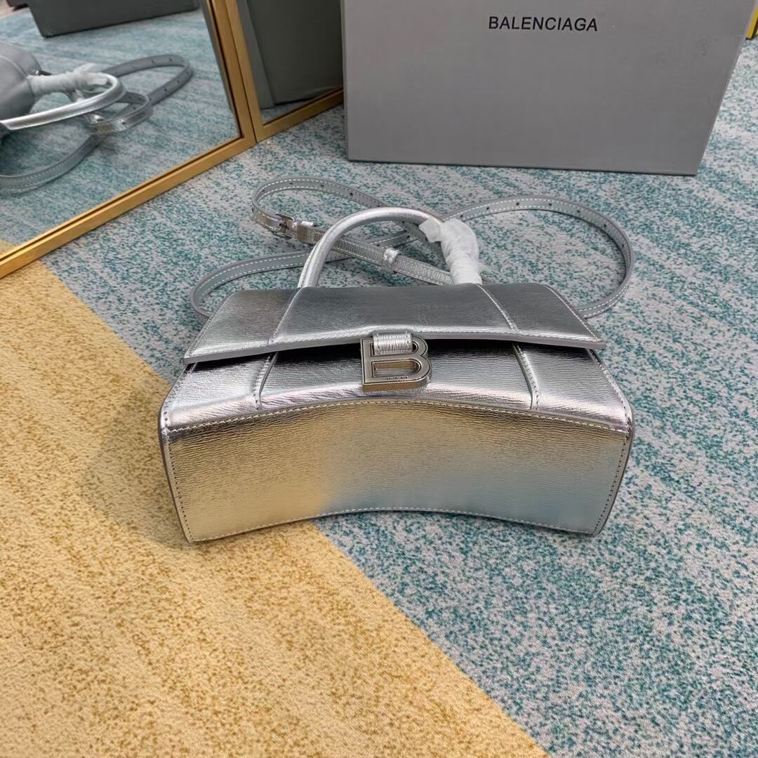 Balenciaga HOURGLASS SMALL TOP HANDLE BAG B108895-1 Silver 