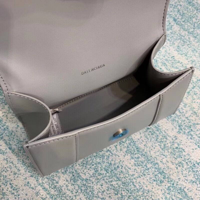 Balenciaga Hourglass XS Top Handle Bag shiny box calfskin 28331 grey