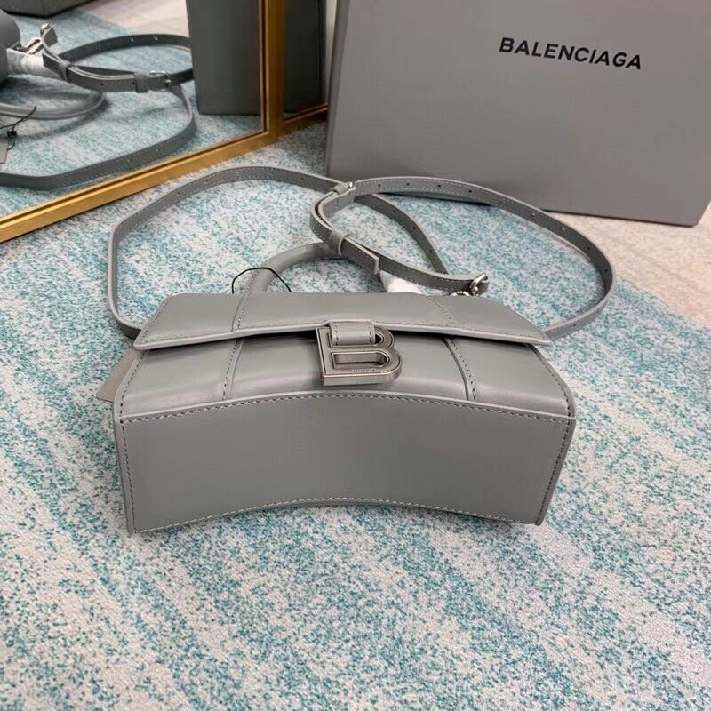 Balenciaga Hourglass XS Top Handle Bag shiny box calfskin 28331 grey