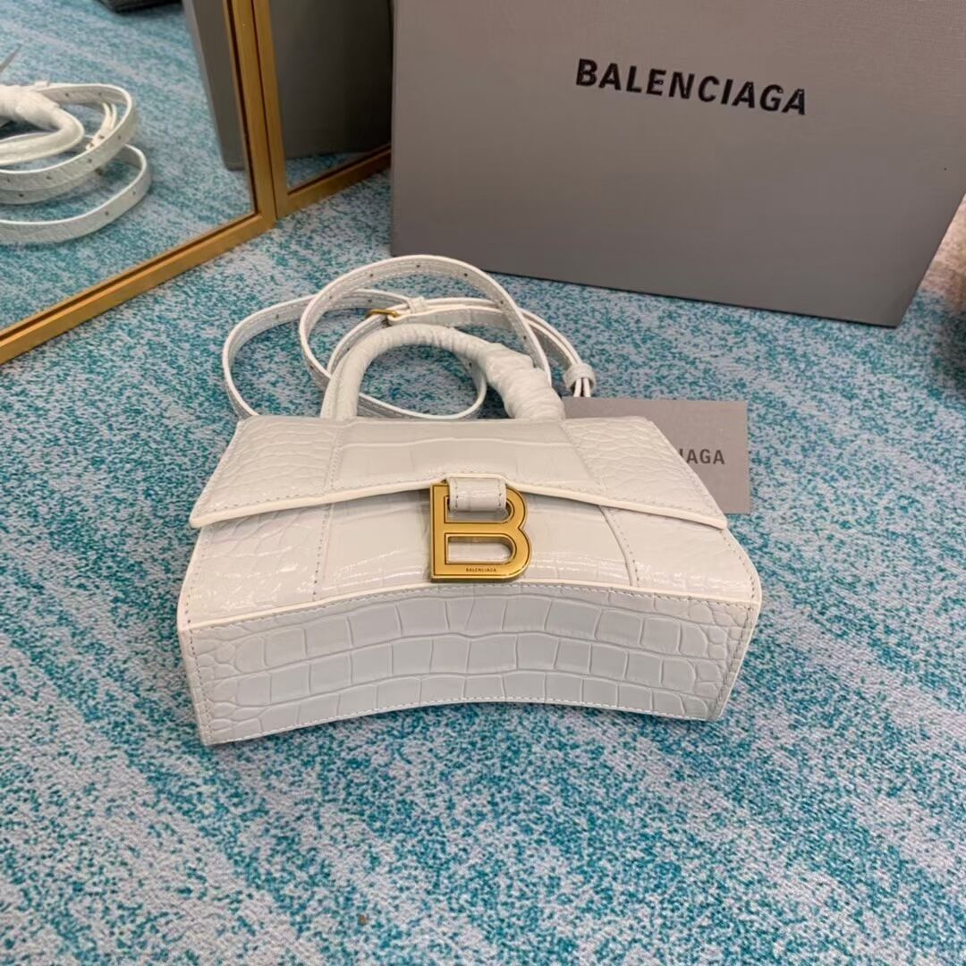 Balenciaga Hourglass XS Top Handle Bag 28331S white