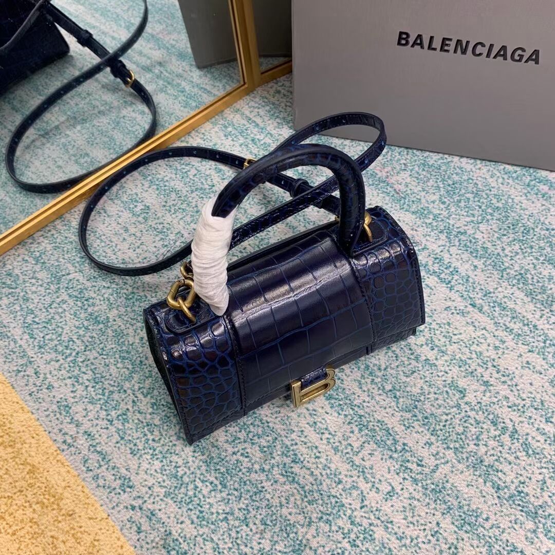 Balenciaga Hourglass XS Top Handle Bag 28331S dark blue