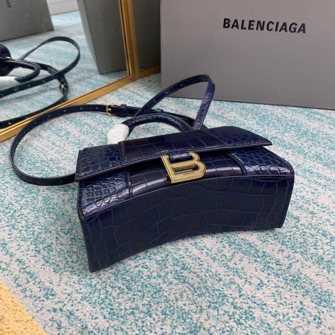 Balenciaga Hourglass XS Top Handle Bag 28331S dark blue