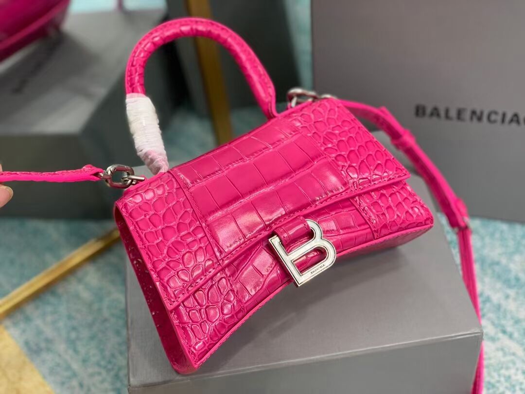 Balenciaga Hourglass XS Top Handle Bag 28331S neon pink