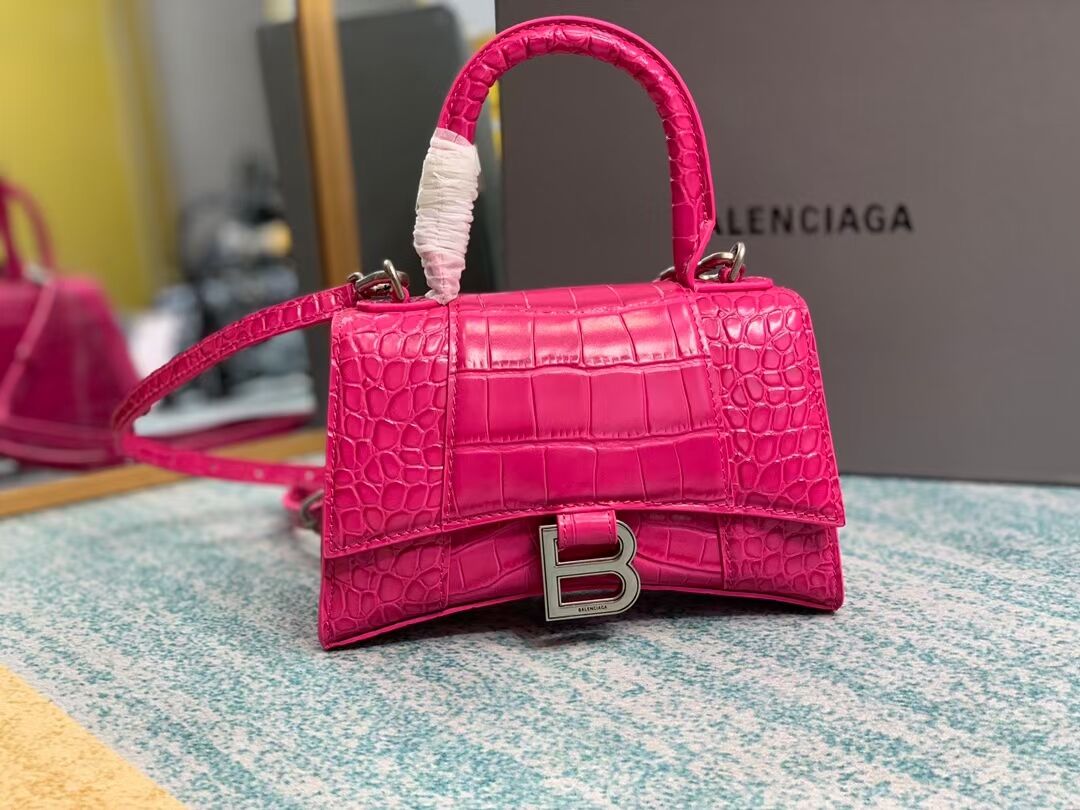 Balenciaga Hourglass XS Top Handle Bag 28331S neon pink