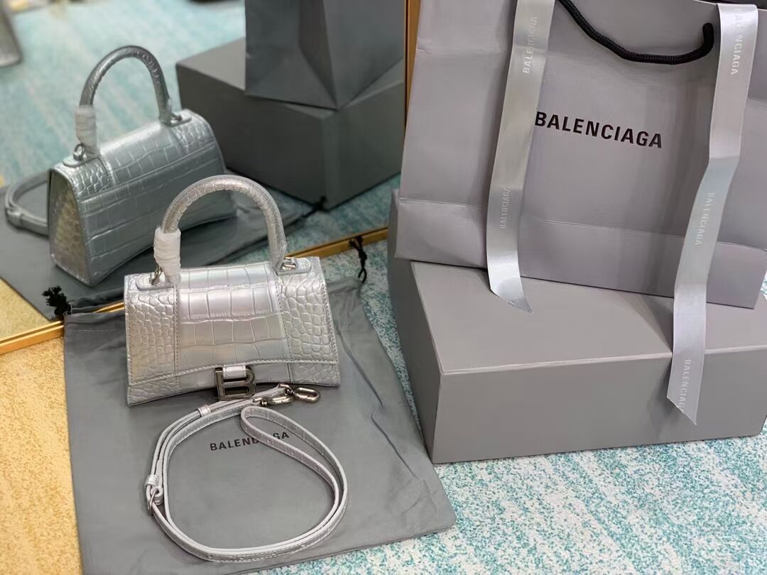 Balenciaga Hourglass XS Top Handle Bag 28331S silver