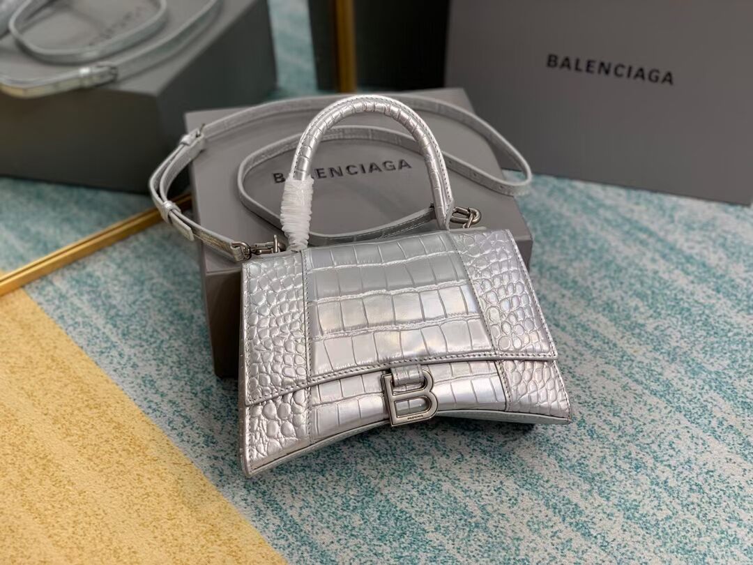 Balenciaga Hourglass XS Top Handle Bag 28331S silver