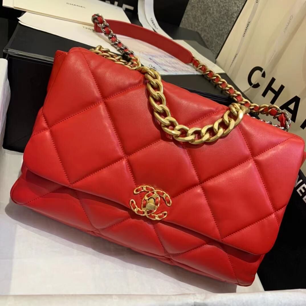 Chanel 19 flap bag AS1162 red