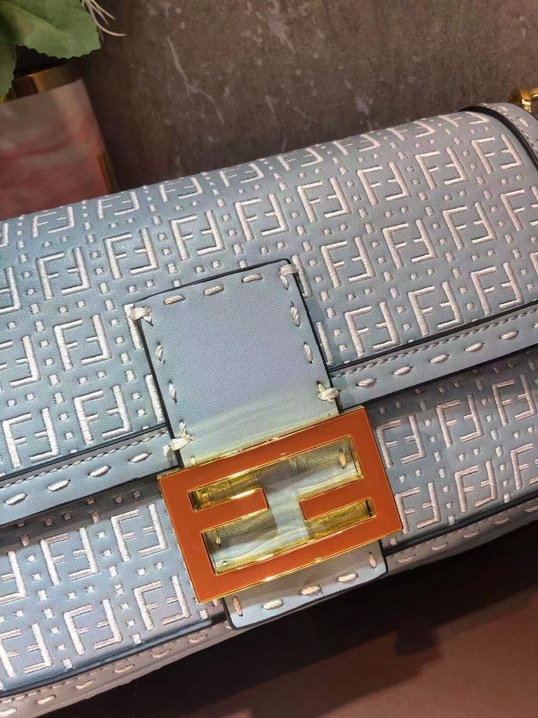 FENDI BAGUETTE Bag F1520 light blue