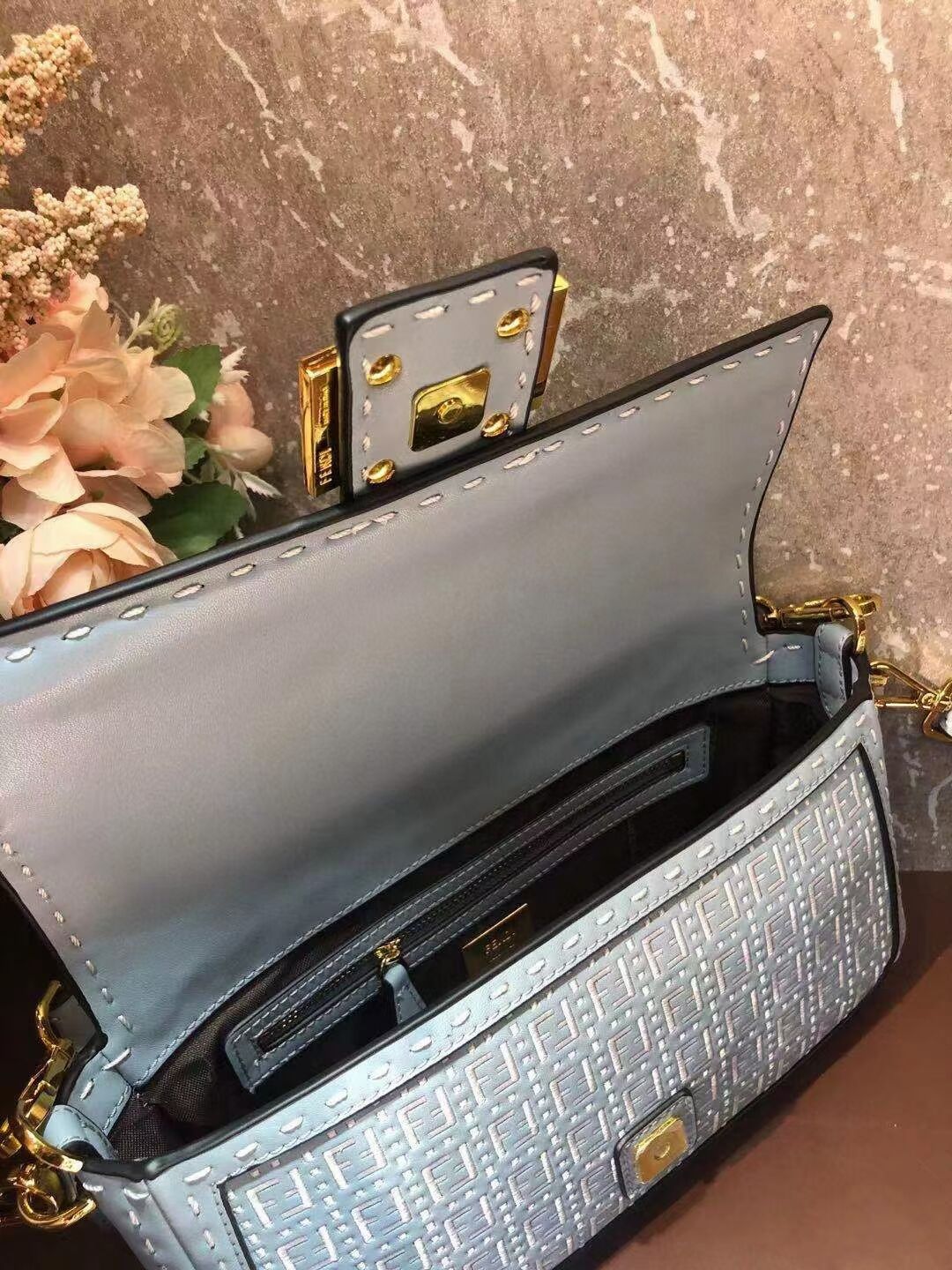 FENDI BAGUETTE Bag F1520 light blue