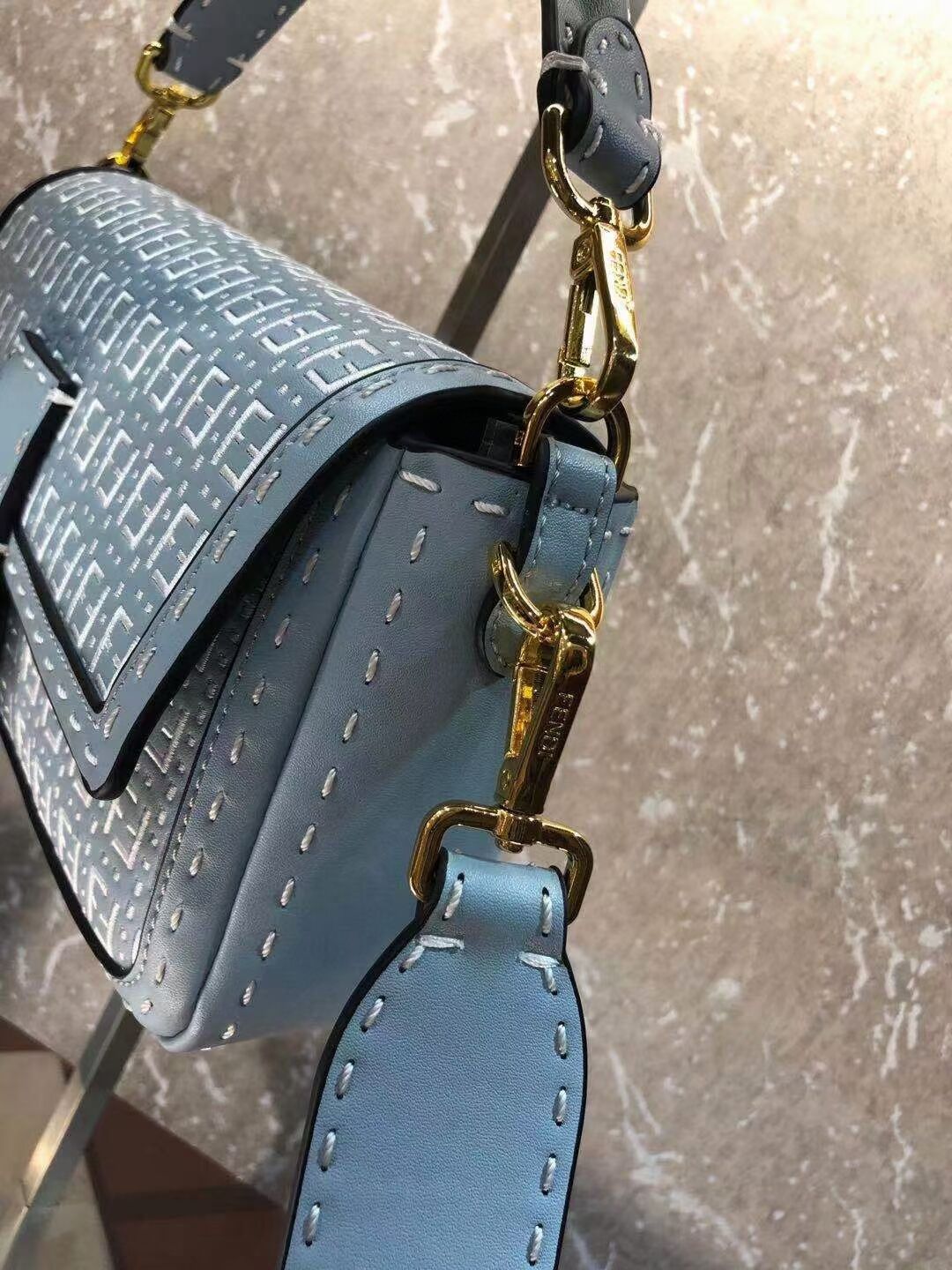 FENDI BAGUETTE Bag F1520 light blue