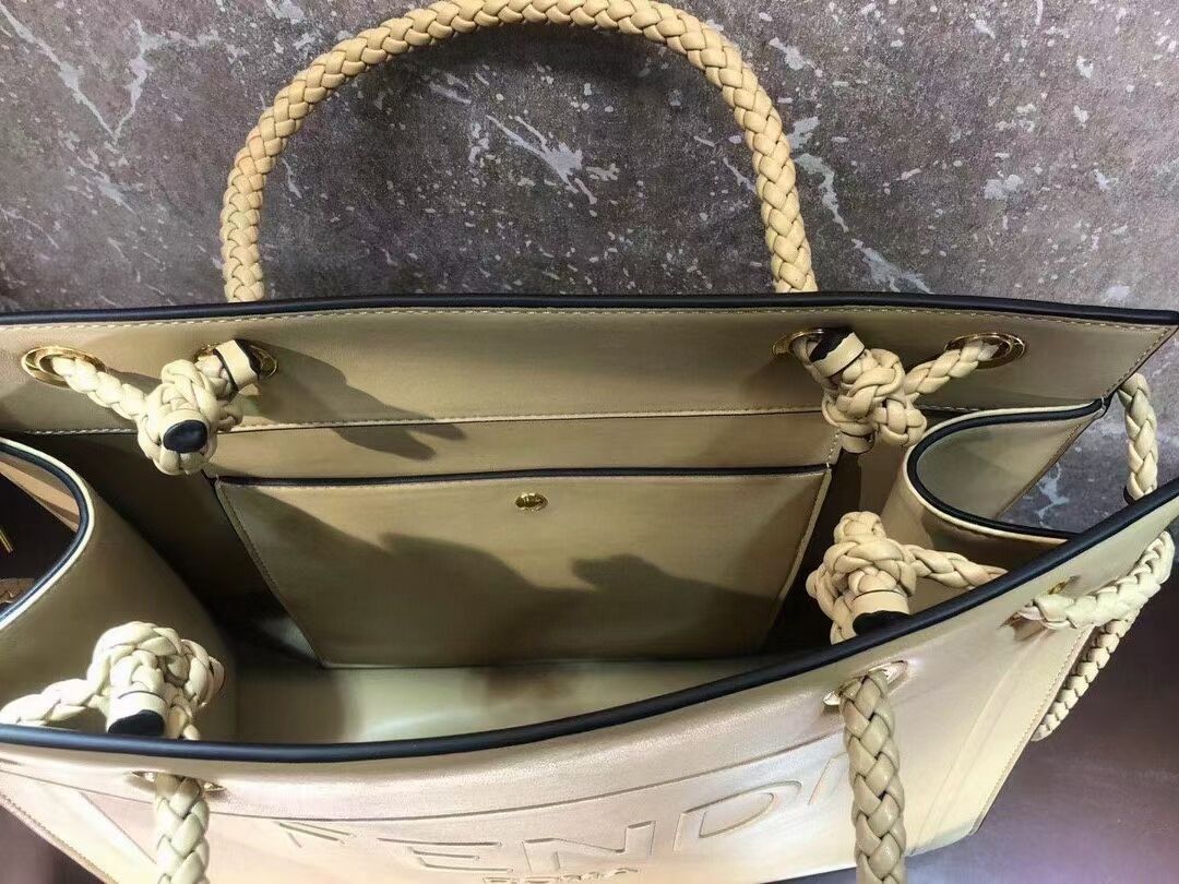 FENDI PACK MEDIUM SHOPPING BAG leather bag F1508 beige