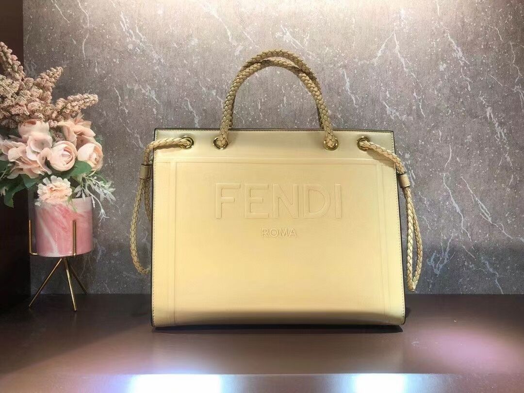 FENDI PACK MEDIUM SHOPPING BAG leather bag F1508 beige