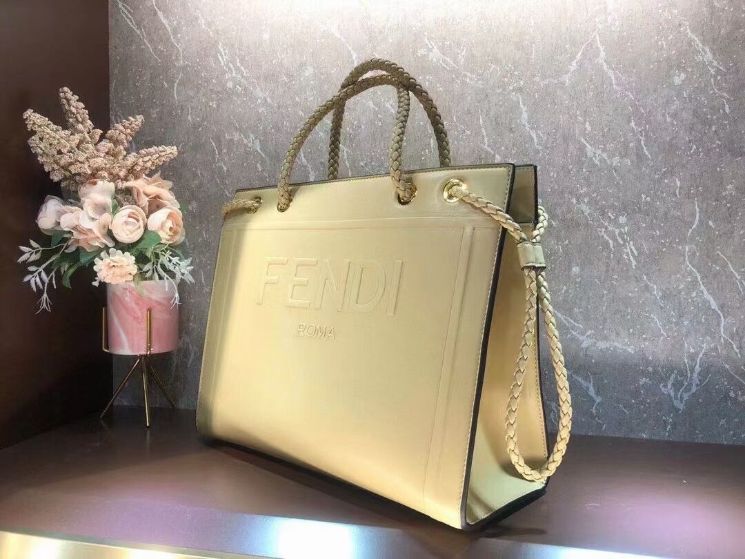 FENDI PACK MEDIUM SHOPPING BAG leather bag F1508 beige