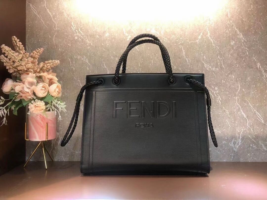 FENDI PACK MEDIUM SHOPPING BAG leather bag F1508 black