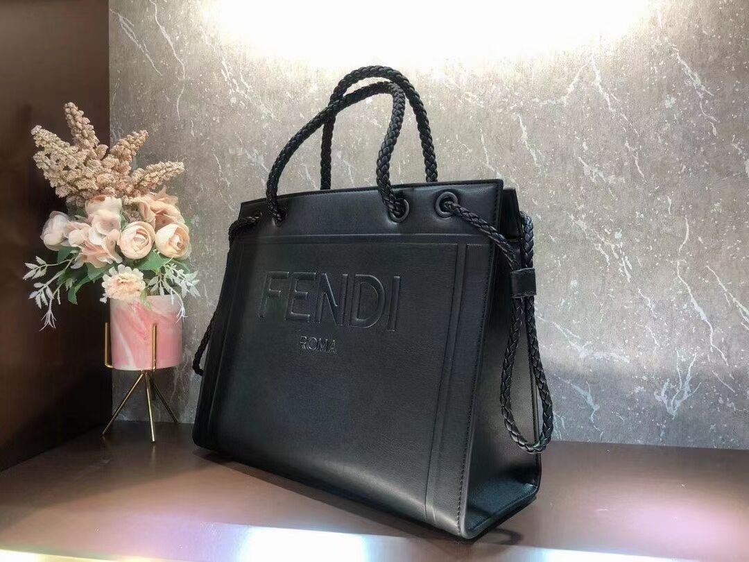 FENDI PACK MEDIUM SHOPPING BAG leather bag F1508 black