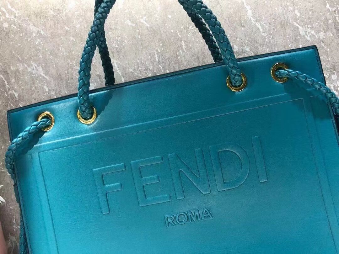 FENDI PACK MEDIUM SHOPPING BAG leather bag F1508 blue