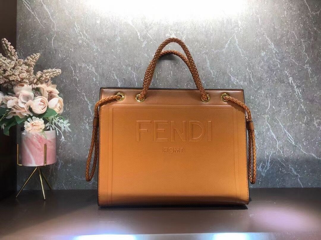 FENDI PACK MEDIUM SHOPPING BAG leather bag F1508 orange