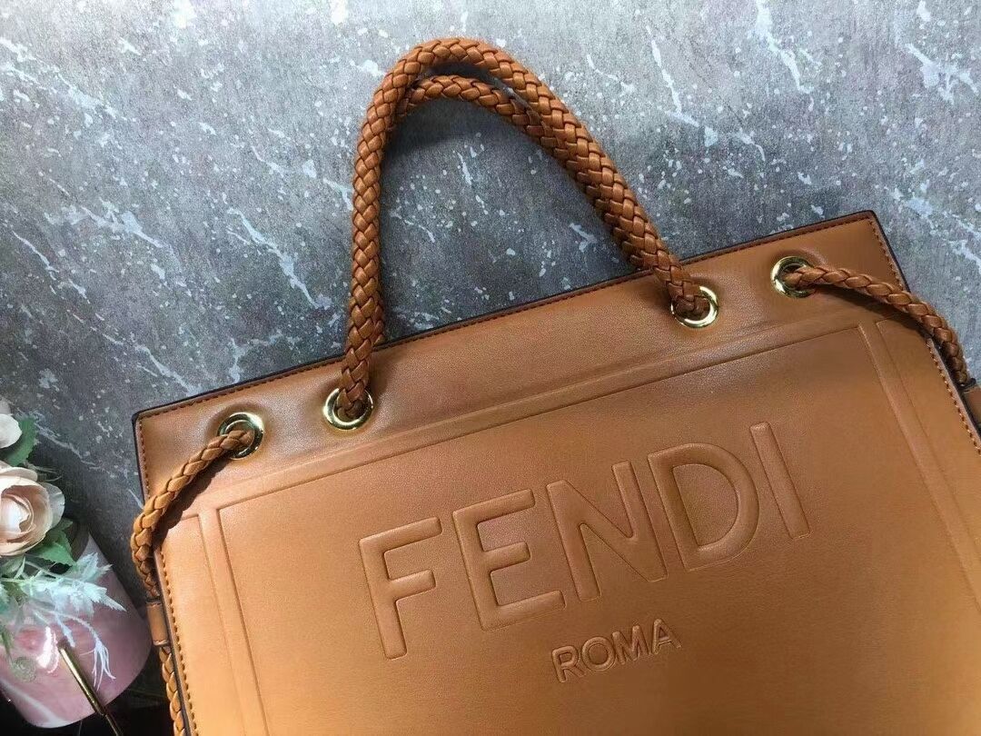 FENDI PACK MEDIUM SHOPPING BAG leather bag F1508 orange