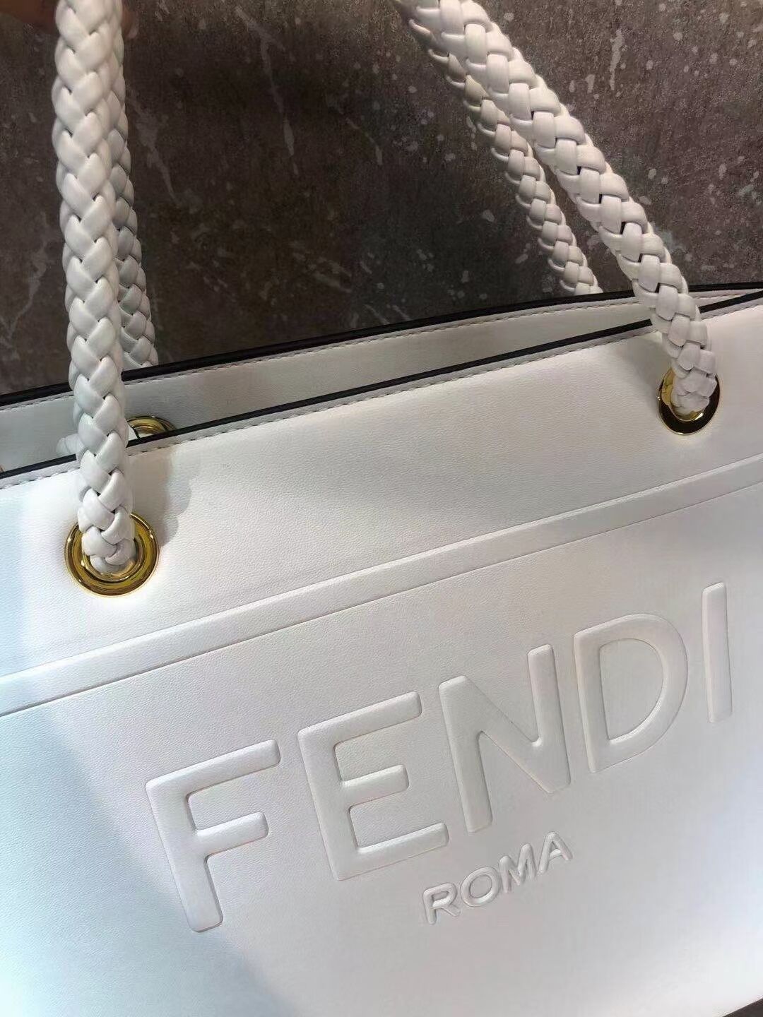 FENDI PACK MEDIUM SHOPPING BAG leather bag F1508 white