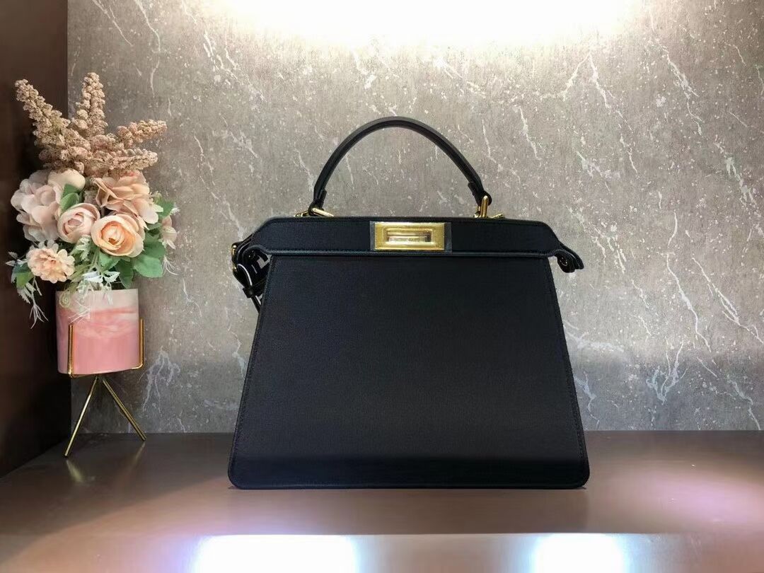 FENDI PEEKABOO ICONIC ESSENTIALLY leather bag F1516 black 