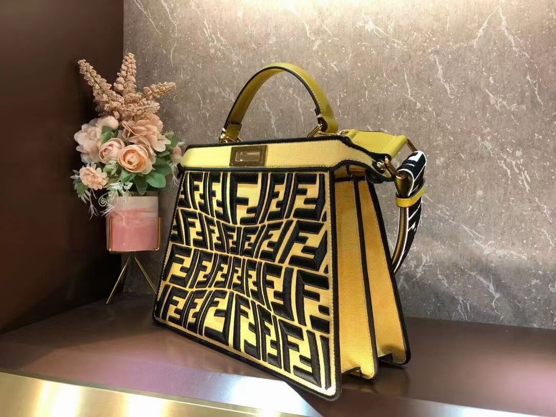 FENDI PEEKABOO ICONIC ESSENTIALLY leather bag F1516 yellow