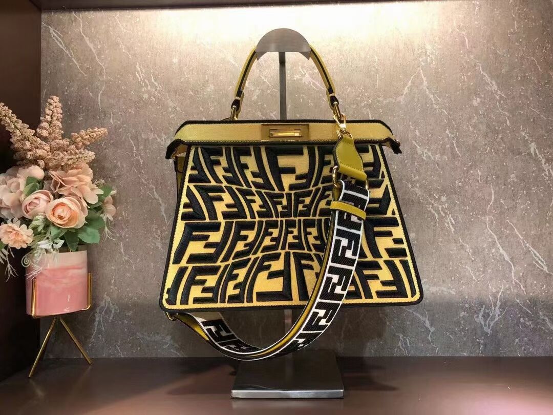 FENDI PEEKABOO ICONIC ESSENTIALLY leather bag F1516 yellow