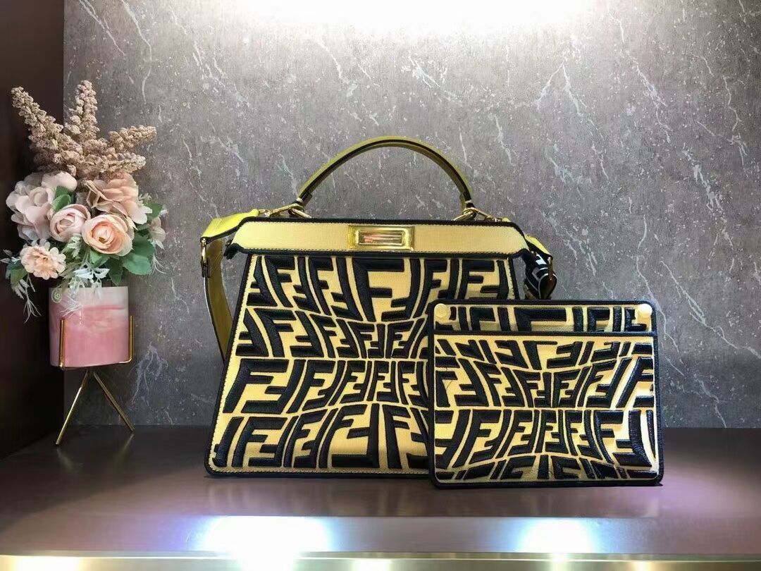 FENDI PEEKABOO ICONIC ESSENTIALLY leather bag F1516 yellow