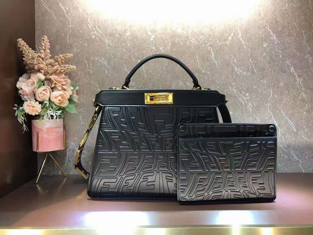 FENDI PEEKABOO ICONIC ESSENTIALLY leather bag F1519 black