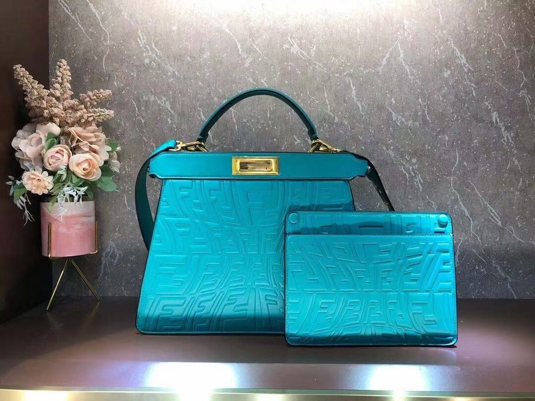 FENDI PEEKABOO ICONIC ESSENTIALLY leather bag F1519 blue