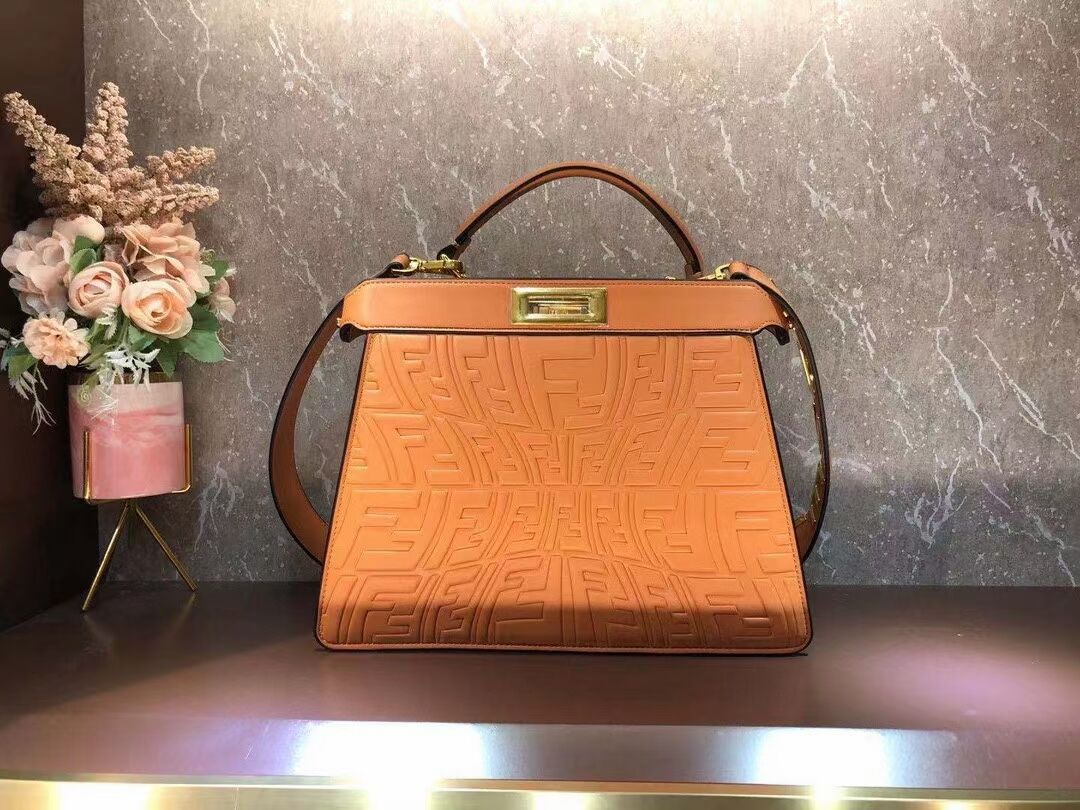 FENDI PEEKABOO ICONIC ESSENTIALLY leather bag F1519 orange