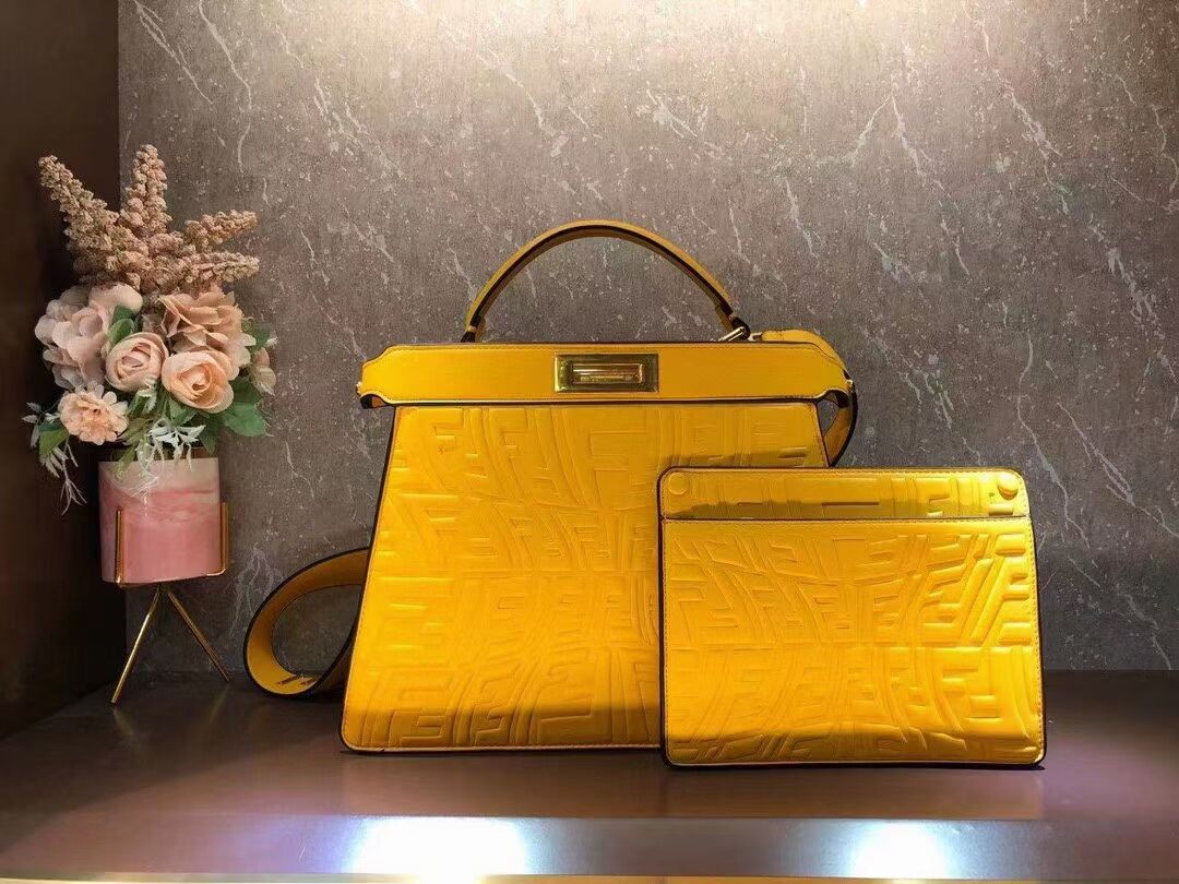 FENDI PEEKABOO ICONIC ESSENTIALLY leather bag F1519 yellow 